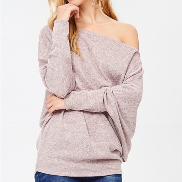 Marbled Knit Dolman Top Blush - Picture 2 of 9